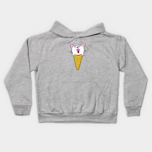 Cute Kawaii Cat in Ice Cream Cone Kids Hoodie